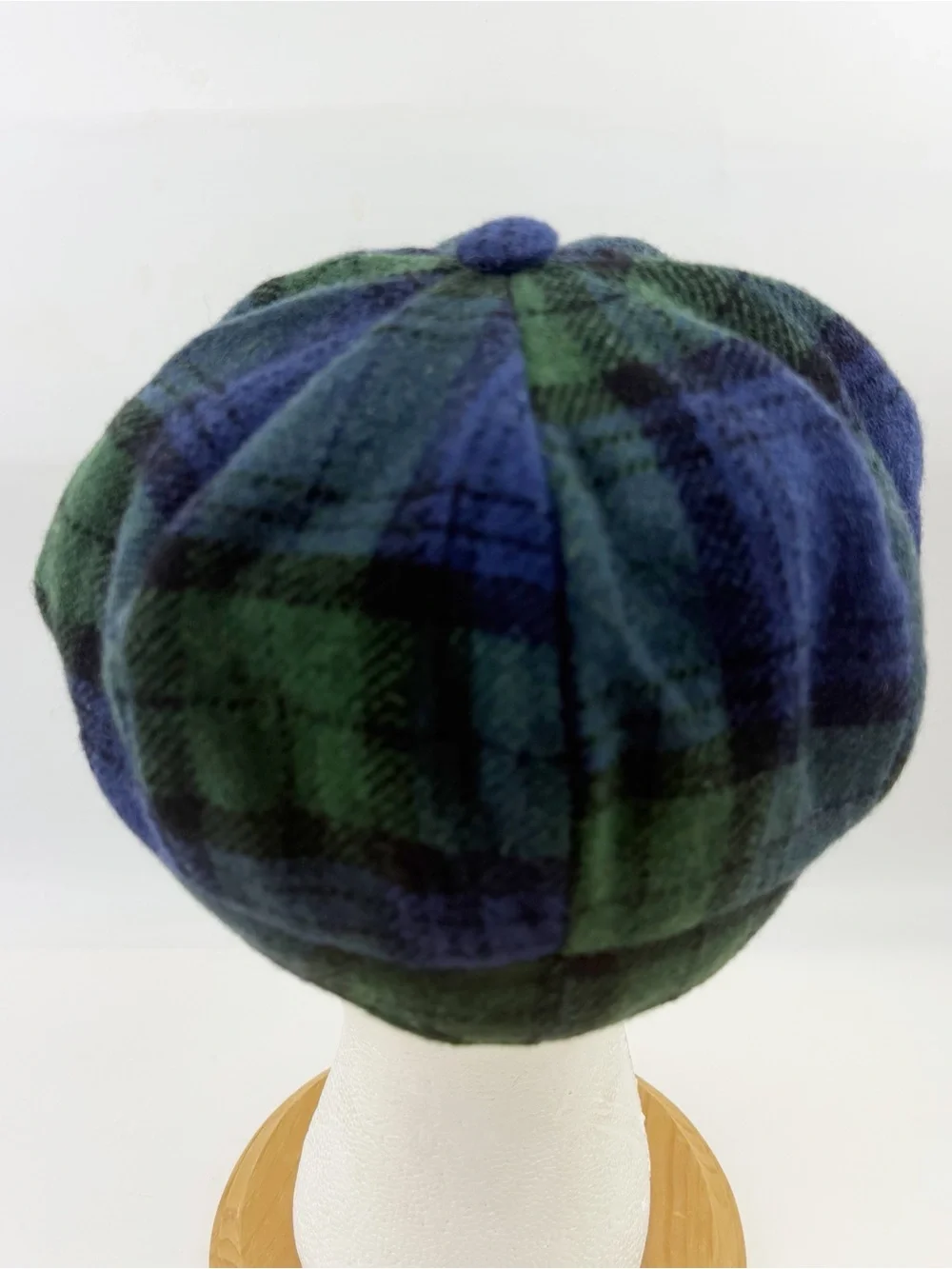 Vintage The Limited Green Blue Plaid Wool Newsboy Cap Hat Academia Italy Y2K